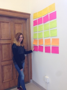 Kristina setting up her Signature film story board